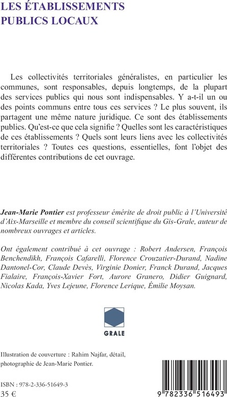 Quatrième de couverture de « Les établissements publics locaux »