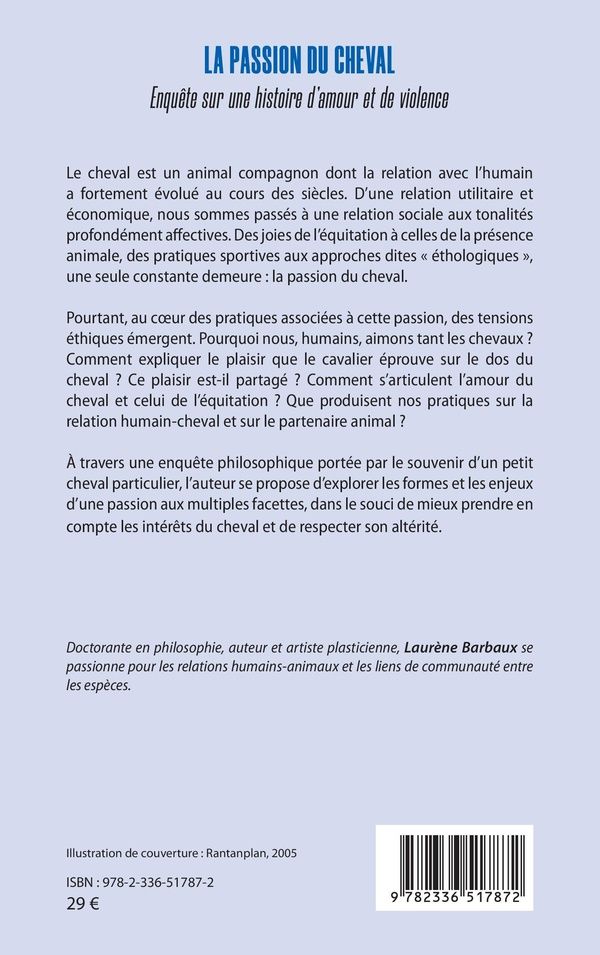 Quatrième de couverture de « La passion du cheval : enquête sur une histoire d'amour et de violence »