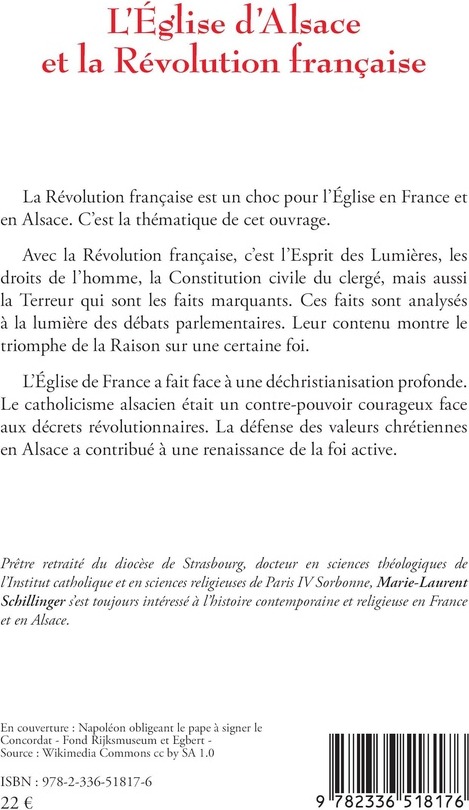 Quatrième de couverture de « L'Église d'Alsace et la Révolution française »