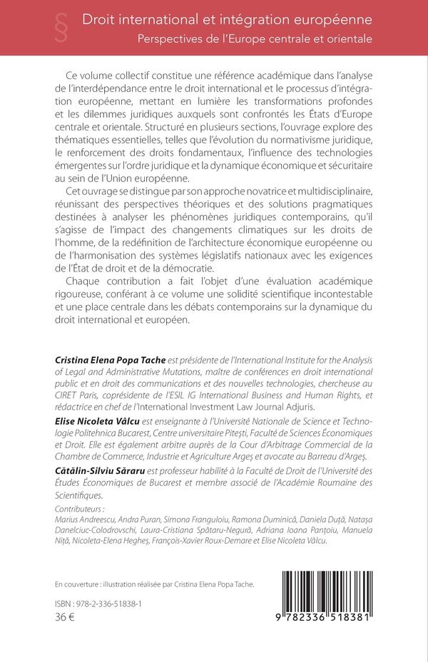 Quatrième de couverture de « Droit international et intégration européenne : perspectives de l'Europe centrale et orientale »
