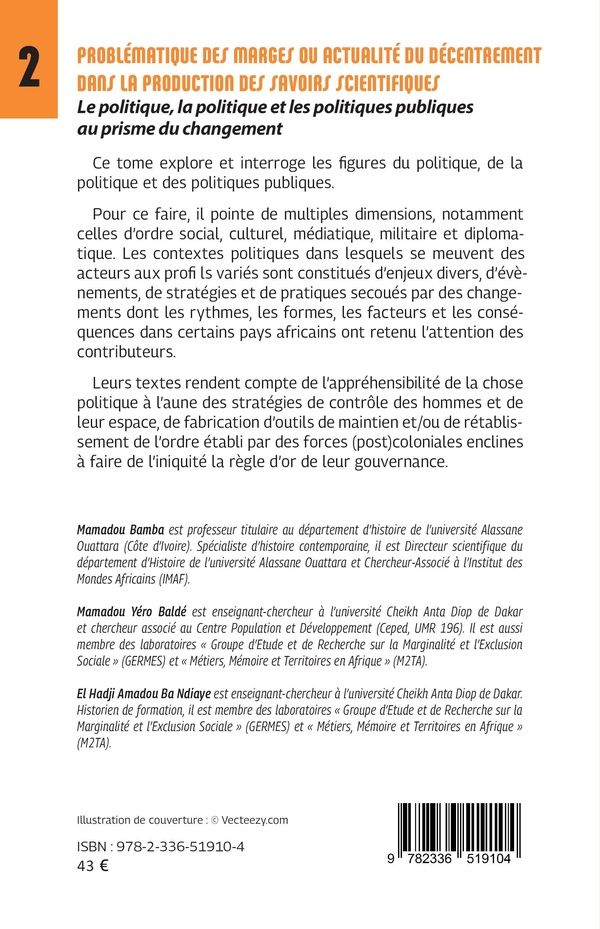 Quatrième de couverture de « Le politique, la politique et les politiques publiques au prisme du changement »