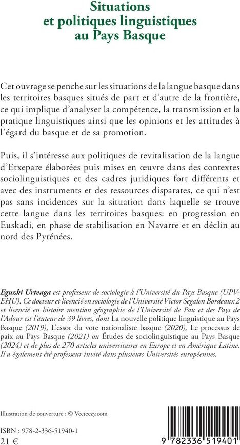 Quatrième de couverture de « Situations et politiques linguistiques au Pays basque »