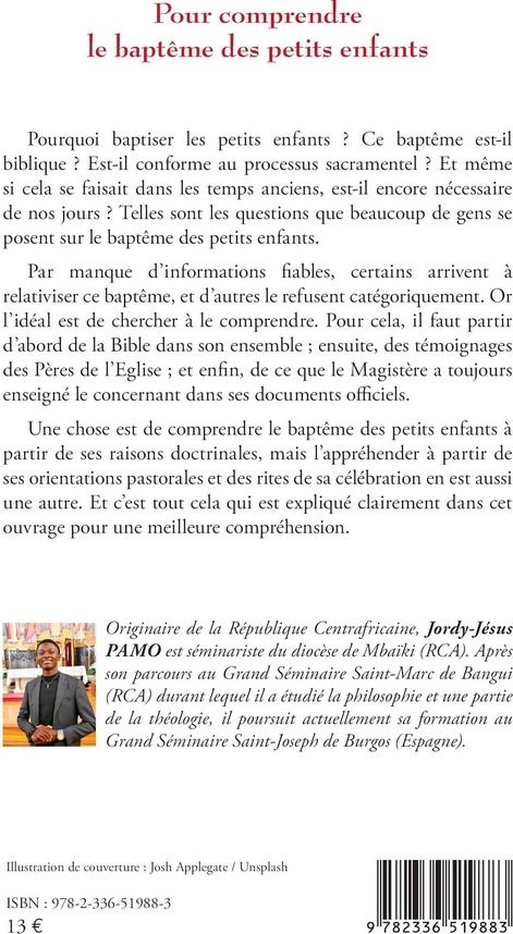 Quatrième de couverture de « Pour comprendre le baptême des petits enfants »