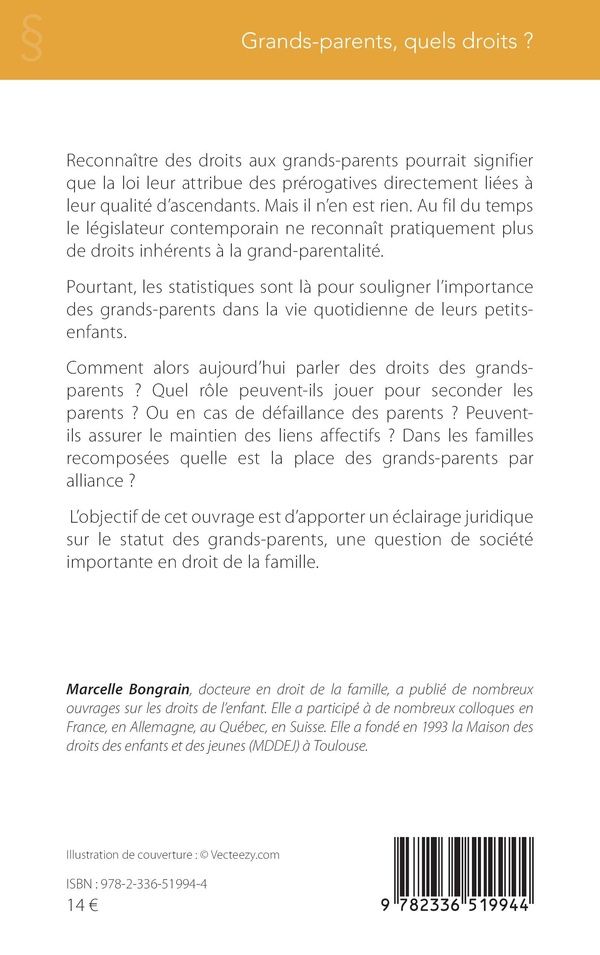 Quatrième de couverture de « Grands-parents, quels droits ? »