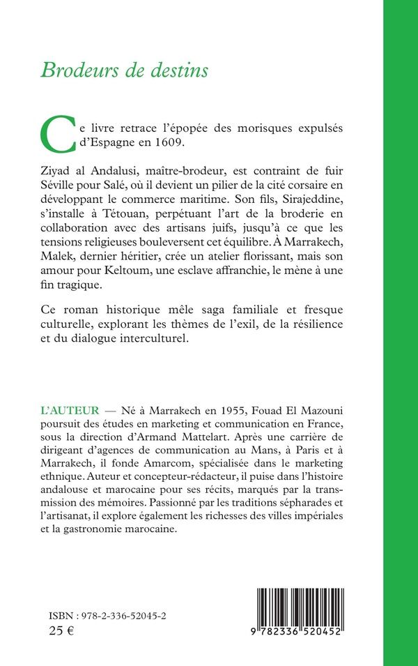 Quatrième de couverture de « Brodeurs de destins : de Séville à Marrakech »
