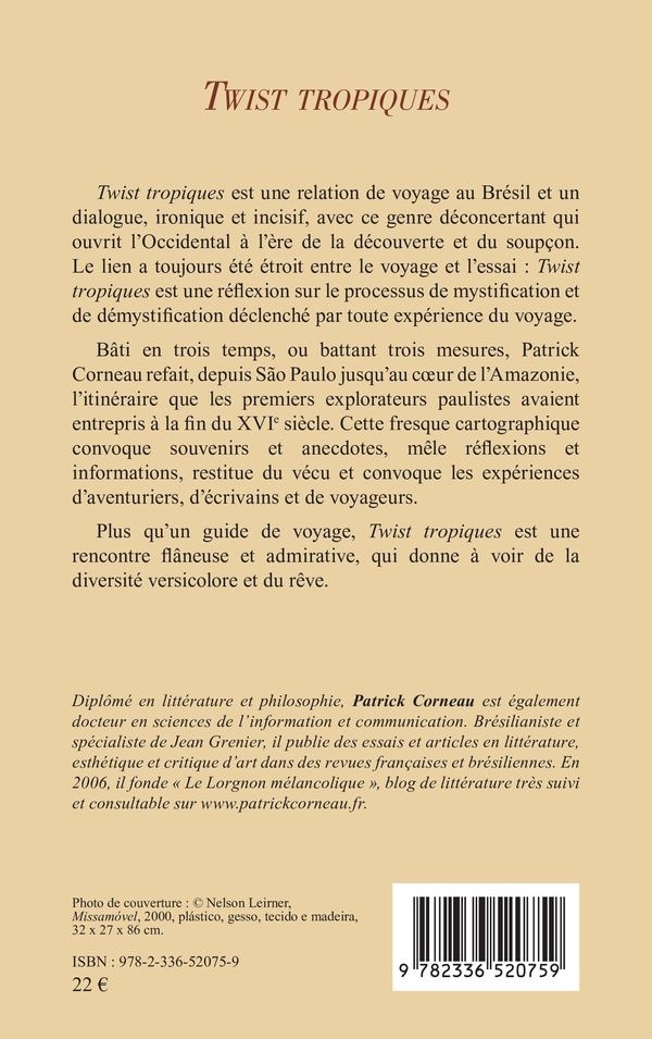 Quatrième de couverture de « Twist tropiques : récit »