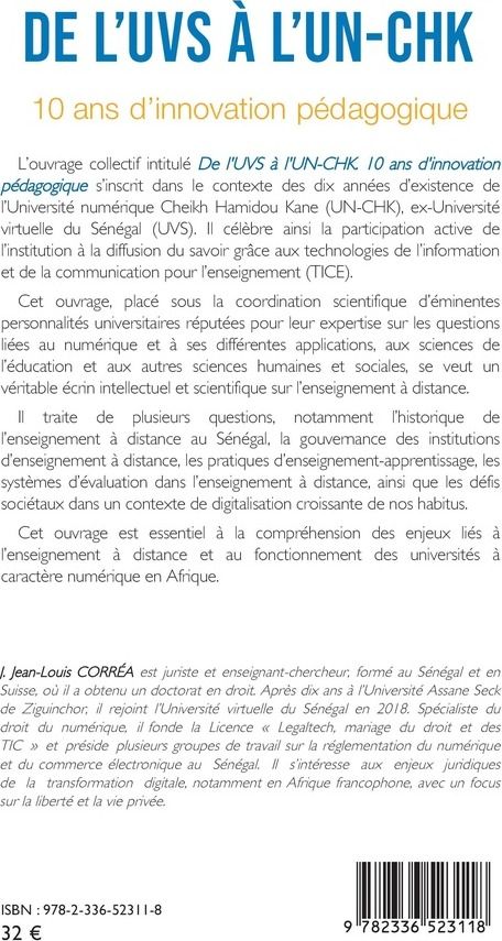 Quatrième de couverture de « De l UVS à l UN-CHK : 10 ans d innovation pédagogique »