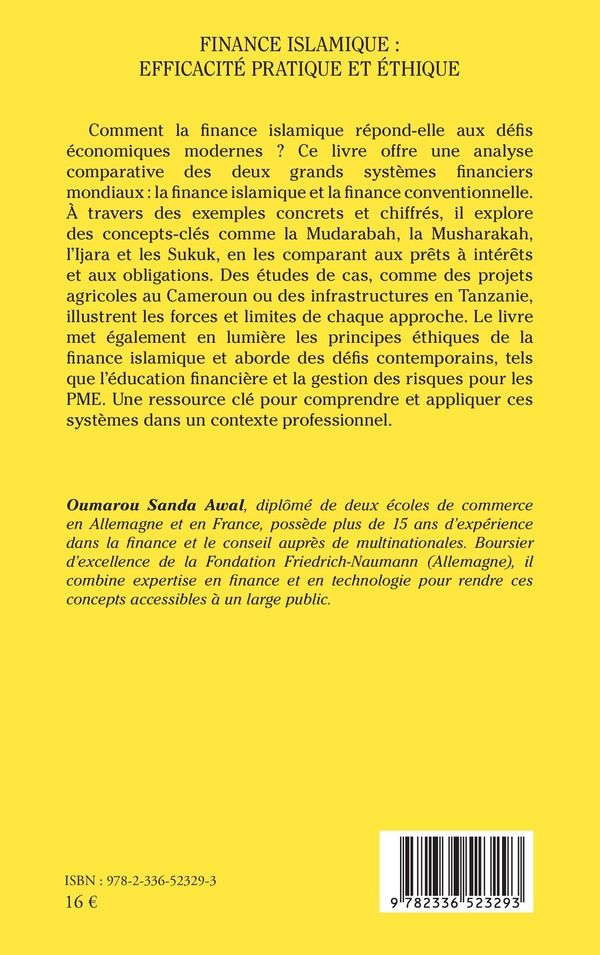 Quatrième de couverture de « Finance islamique : efficacité pratique et éthique »