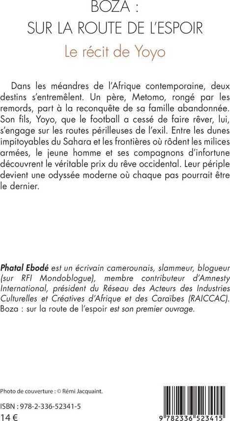 Quatrième de couverture de « Boza : sur la route de l'espoir »