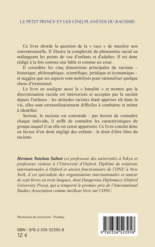 Quatrième de couverture de « "Le Petit Prince" et les cinq planètes du racisme »