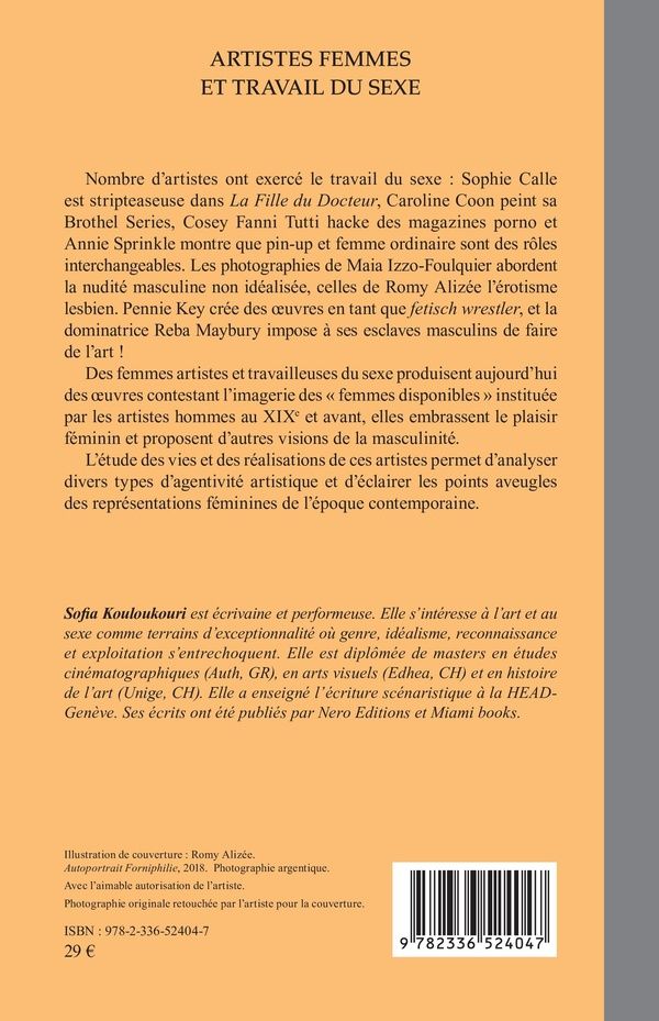 Quatrième de couverture de « Artistes femmes et travail du sexe »