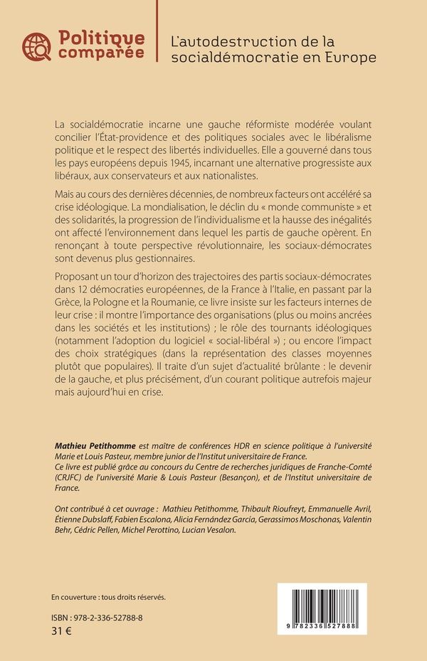 Quatrième de couverture de « L'autodestruction de la socialdémocratie en Europe : sociologie d'une crise idéologique »