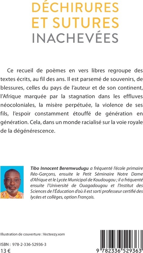 Quatrième de couverture de « Déchirures et sutures inachevées : poésie »