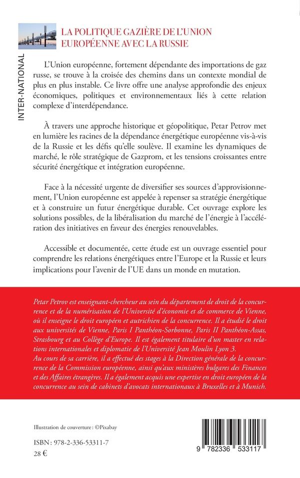 Quatrième de couverture de « La politique gazière de l'Union européenne avec la Russie : entre dépendance et diversification »