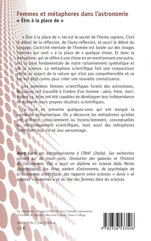 Quatrième de couverture de « Femmes et métaphores dans l'astronomie : être à la place de »