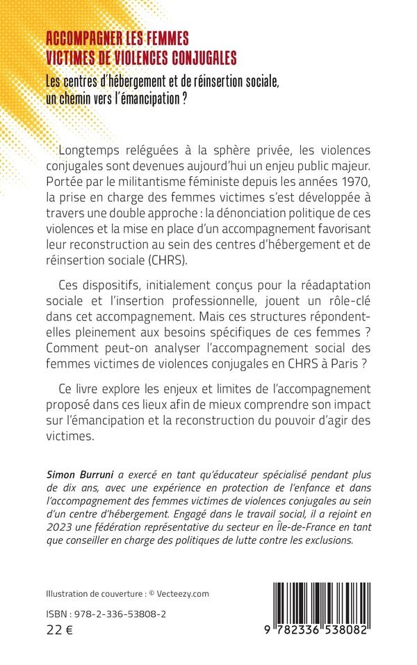 Quatrième de couverture de « Accompagner les femmes victimes de violences conjugales : les centres d'hébergement et de réinsertion sociale, un chemin vers l'émancipation ? »