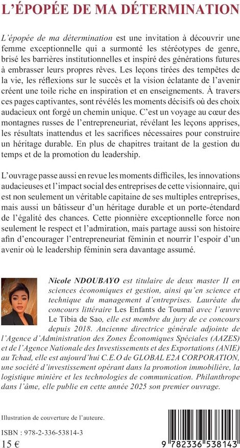 Quatrième de couverture de « L'épopée de ma détermination »