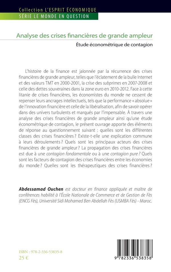 Quatrième de couverture de « Analyse des crises financières de grande ampleur : étude économétrique de contagion »