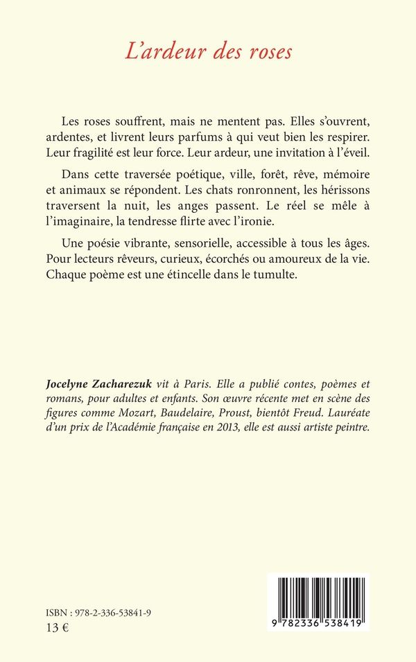 Quatrième de couverture de « L'ardeur des roses »