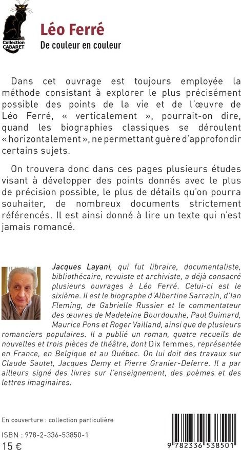 Quatrième de couverture de « Léo Ferré : de couleur en couleur »