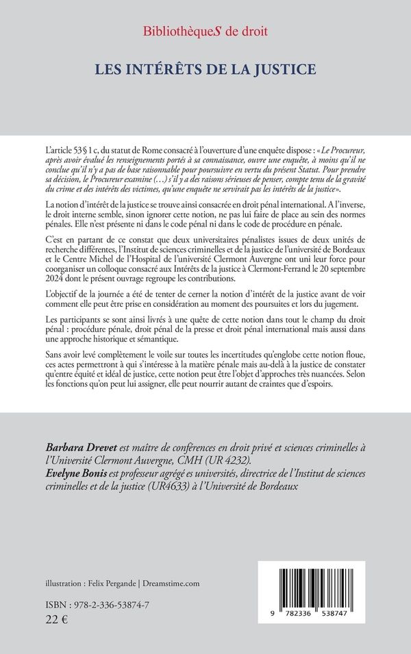 Quatrième de couverture de « Les intérêts de la justice »