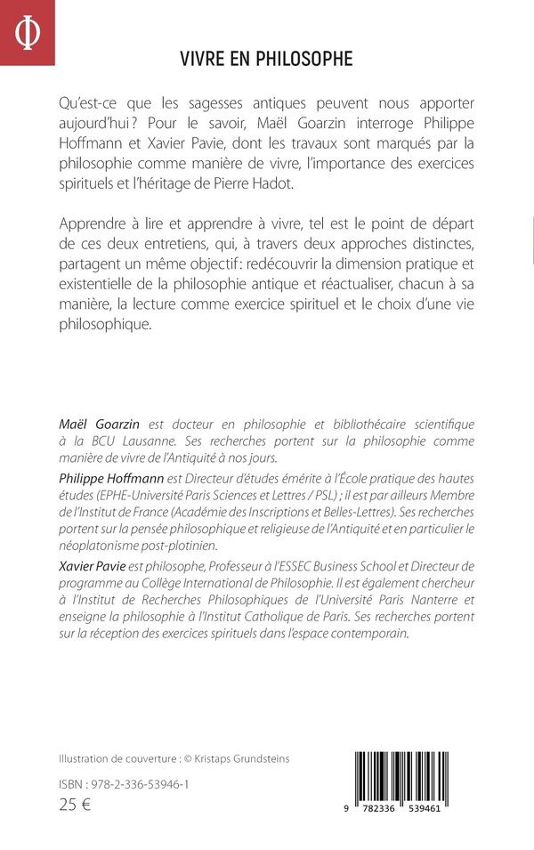 Quatrième de couverture de « Vivre en philosophe : exercices spirituels antiques et contemporains »