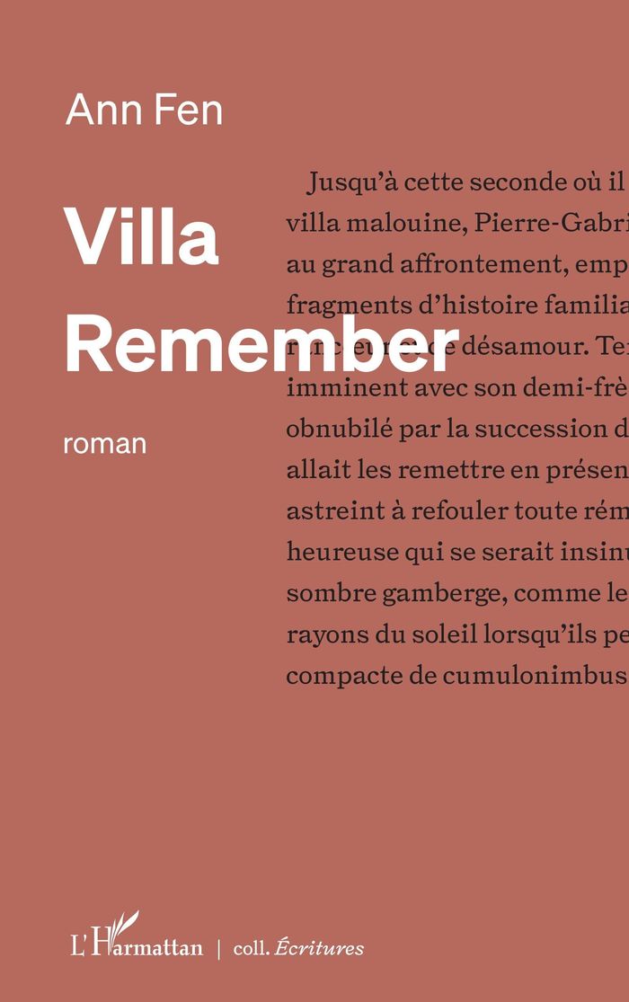 Couverture du livre « Villa Remember : roman » de Ann Fen, librairie Les Contes Infusés à Corte