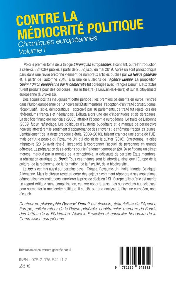 Quatrième de couverture de « Contre la médiocrité politique »