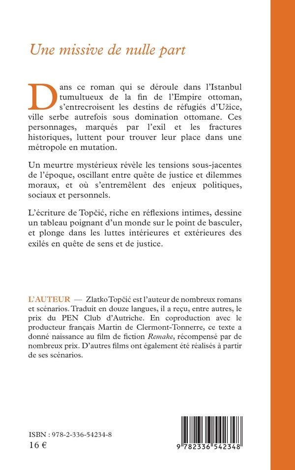 Quatrième de couverture de « Une missive de nulle part : roman »