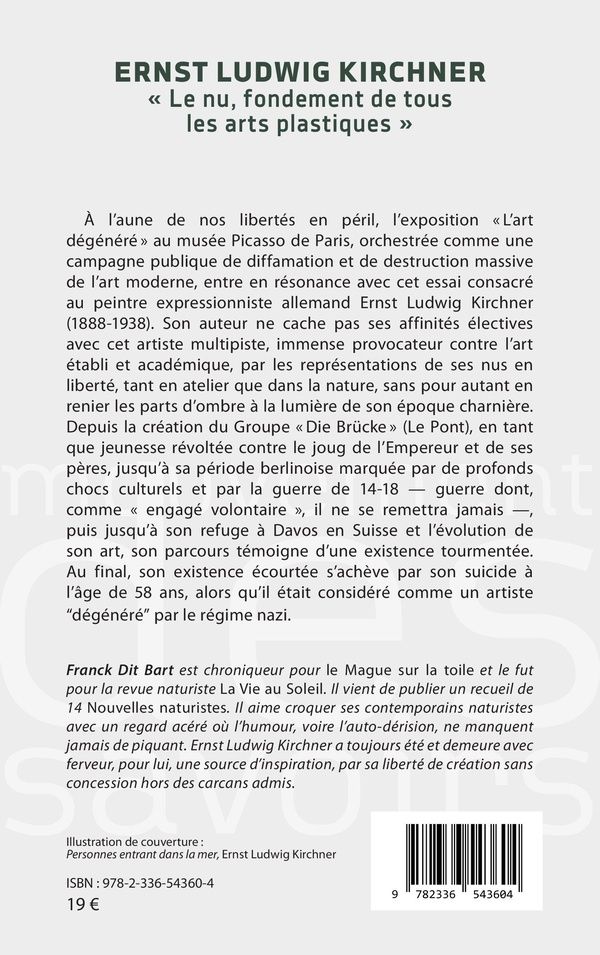 Quatrième de couverture de « Ernst Ludwig Kirchner : "le nu, fondement de tous les arts plastiques" »