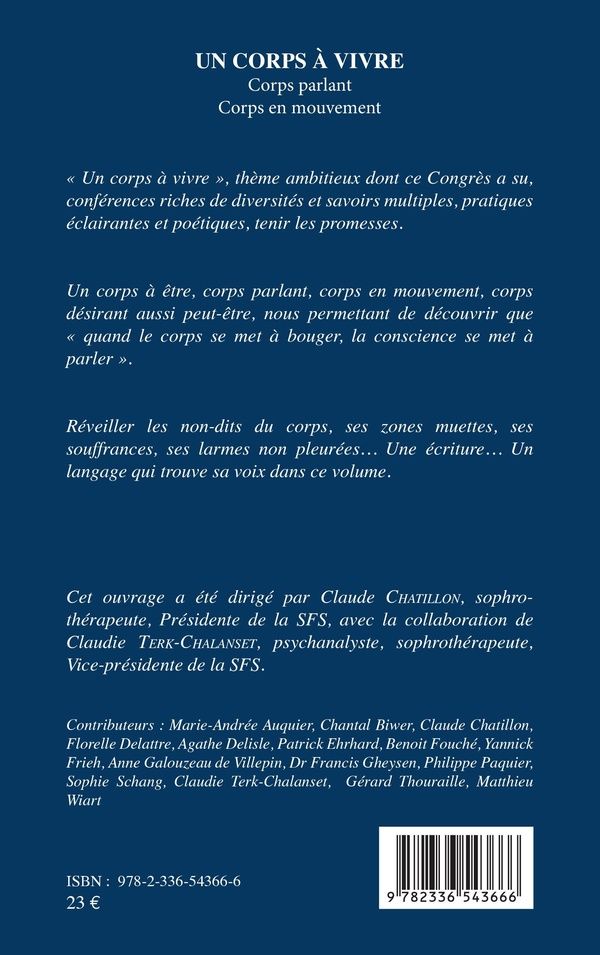 Quatrième de couverture de « Un corps à vivre : corps parlant, corps en mouvement »