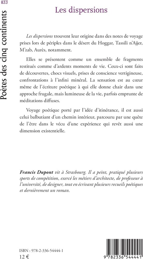Quatrième de couverture de « Les dispersions »