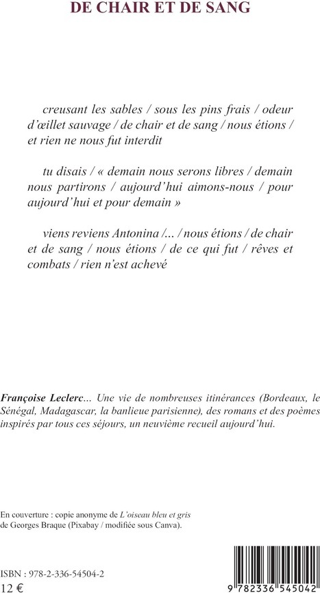 Quatrième de couverture de « De chair et de sang »