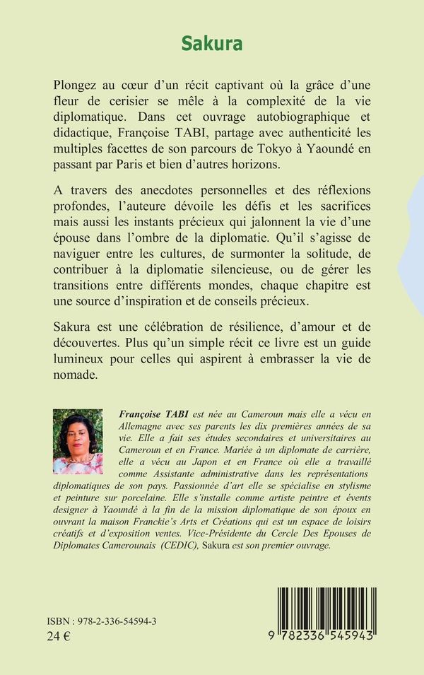 Quatrième de couverture de « Sakura : confidences d'une épouse de diplomate »
