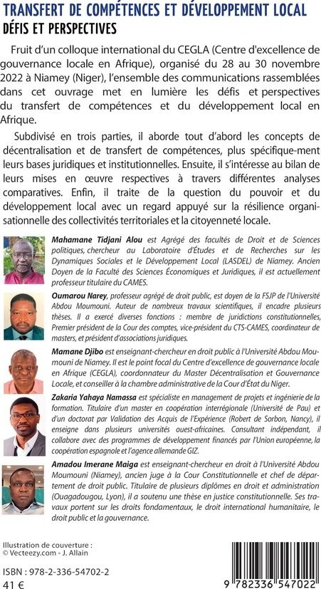 Quatrième de couverture de « Transfert de compétences et développement local : Défis et perspectives »