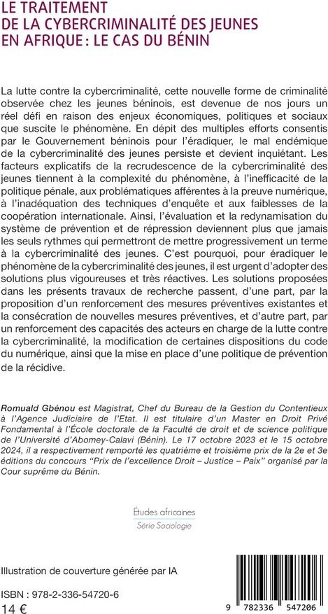 Quatrième de couverture de « Le traitement de la cybercriminalité des jeunes en Afrique : le cas du Bénin »