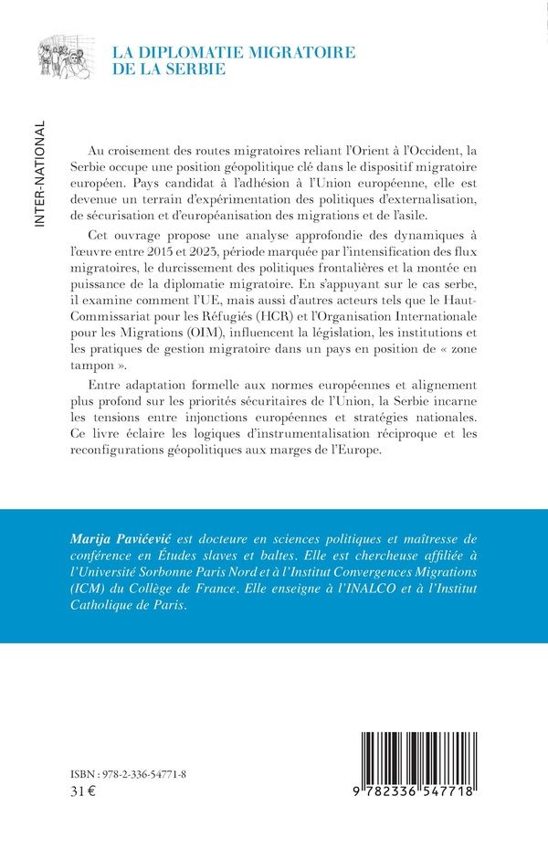 Quatrième de couverture de « La diplomatie migratoire de la Serbie »