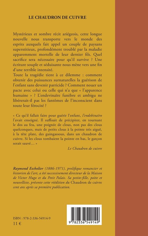 Quatrième de couverture de « Le chaudron de cuivre : récit ariégeois »