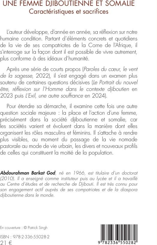 Quatrième de couverture de « Une femme djiboutienne et somalie : caractéristiques et sacrifices »