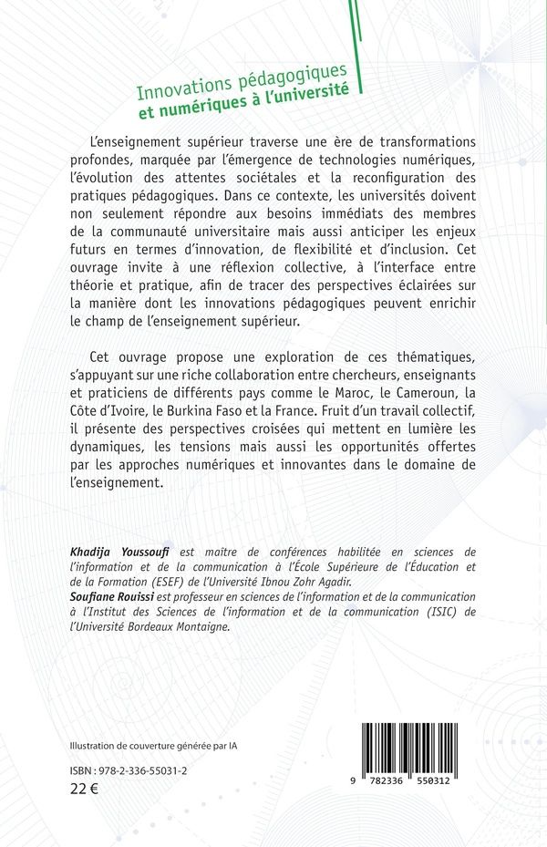Quatrième de couverture de « Innovations pédagogiques et numériques à l'université : perspectives globales et pratiques locales »