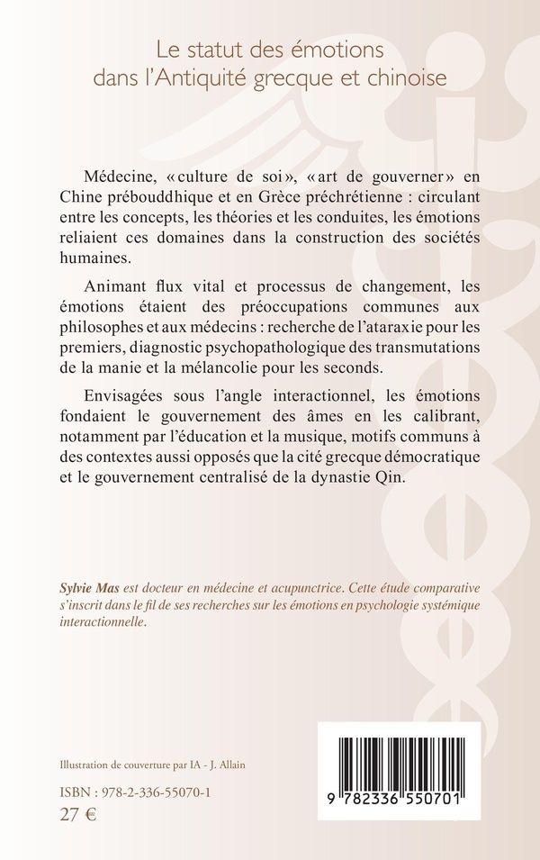 Quatrième de couverture de « Le statut des émotions : dans l'Antiquité grecque et chinoise »