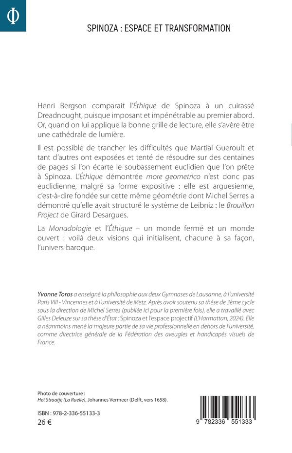 Quatrième de couverture de « Spinoza, espace et transformation »