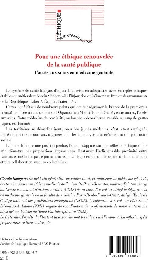 Quatrième de couverture de « Pour une éthique renouvelée de la santé publique : l'accès aux soins en médecine générale »