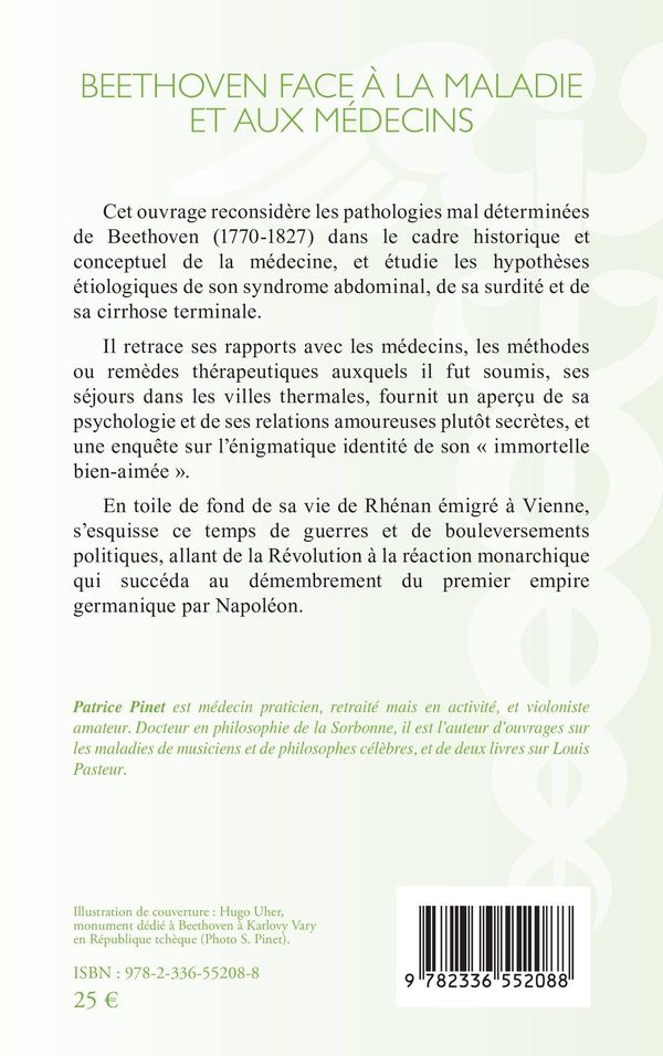 Quatrième de couverture de « Beethoven face à la maladie et aux médecins »