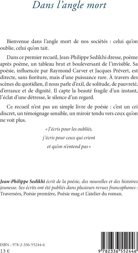 Quatrième de couverture de « Dans l'angle mort »