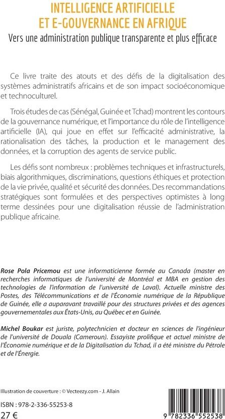 Quatrième de couverture de « Intelligence artificielle et e-gouvernance en Afrique : vers une administration publique transparente et plus efficace »