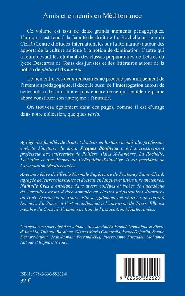 Quatrième de couverture de « Amis et ennemis en Méditerranée »