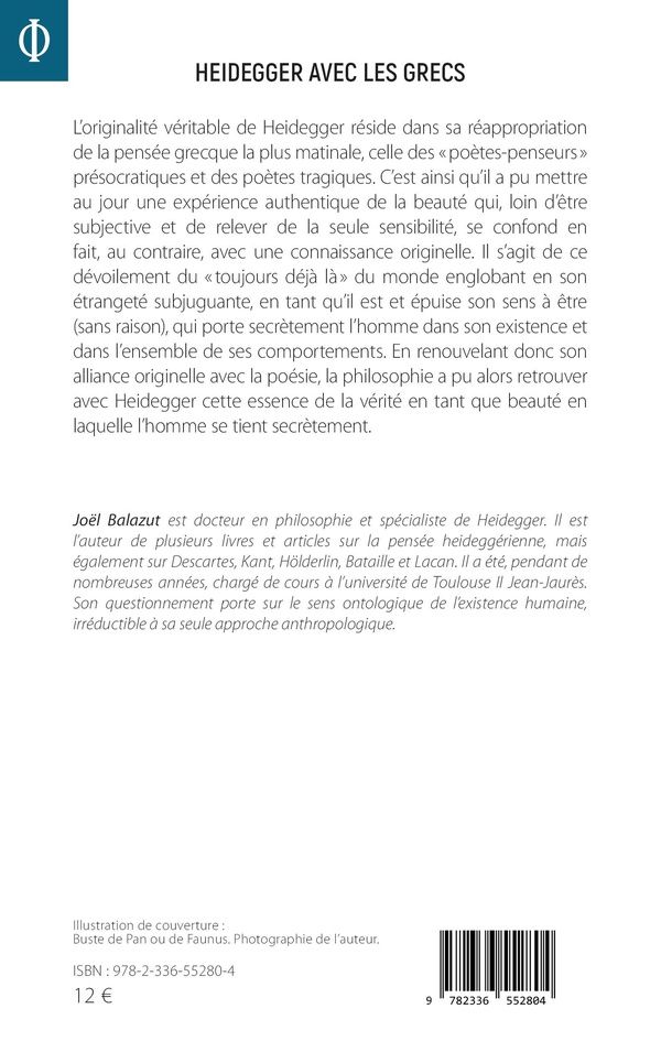 Quatrième de couverture de « Heidegger avec les Grecs : la beauté comme vérité de l'être »