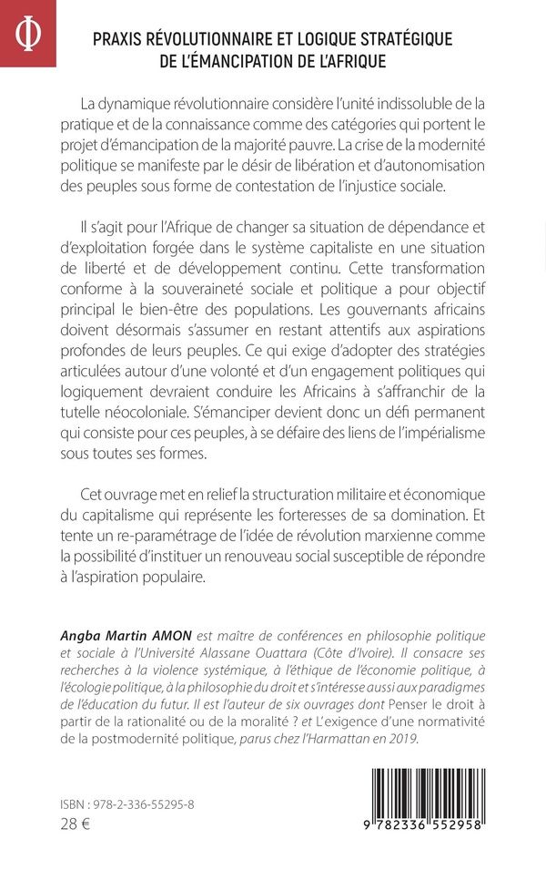 Quatrième de couverture de « Praxis révolutionnaire et logique stratégique de l'émancipation de l'Afrique »