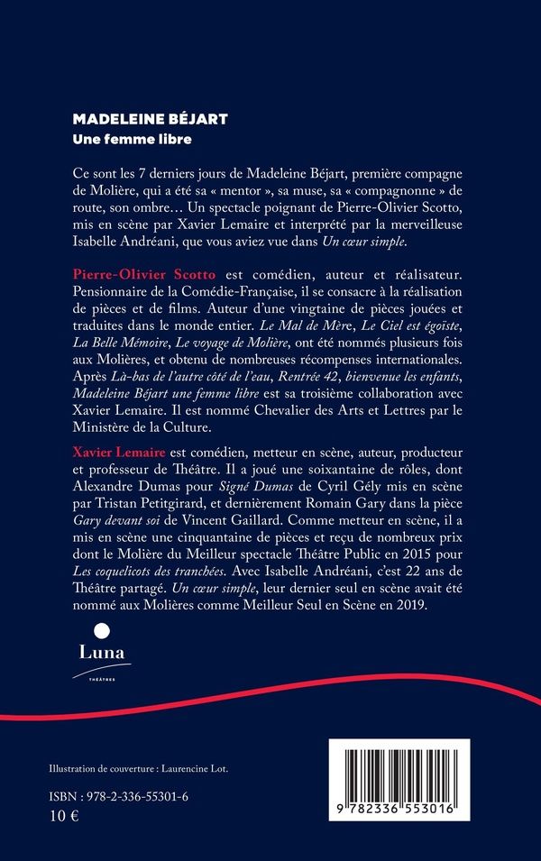 Quatrième de couverture de « Madeleine Béjart : une femme libre »